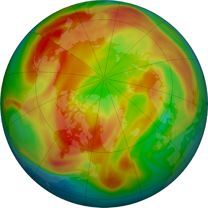 Arctic ozone map for 01 March 2021